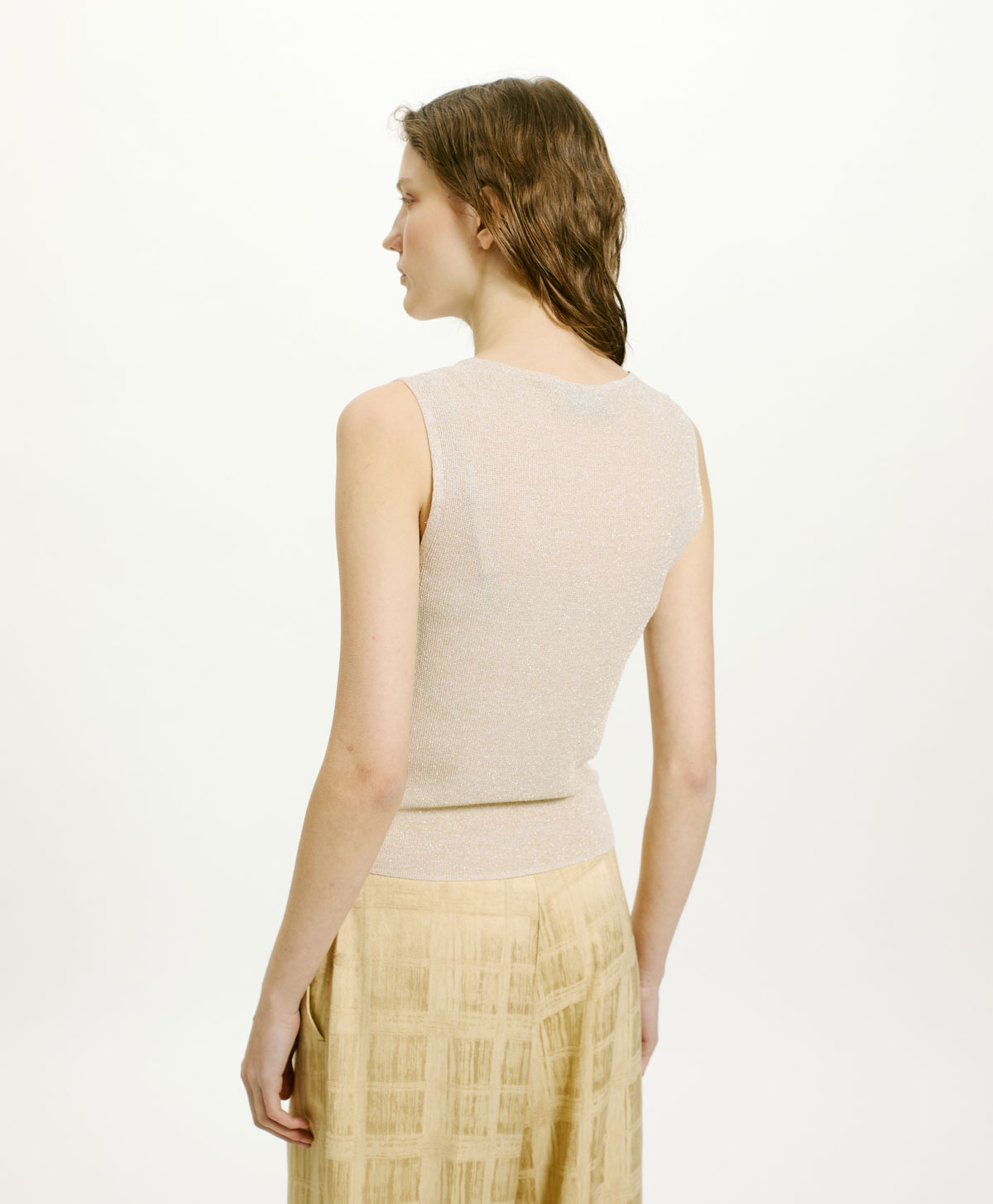 IXORA TOP IN VISCOSE AND LUREX - WHITE PLATINUM - Momonì