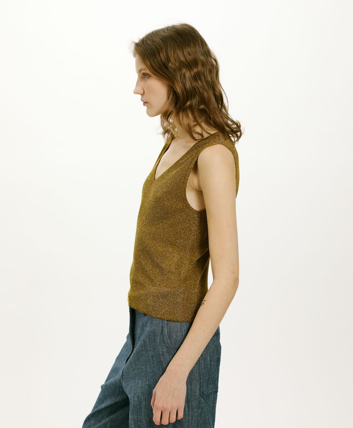 IXORA TOP IN VISCOSE AND LUREX - GOLD - Momonì