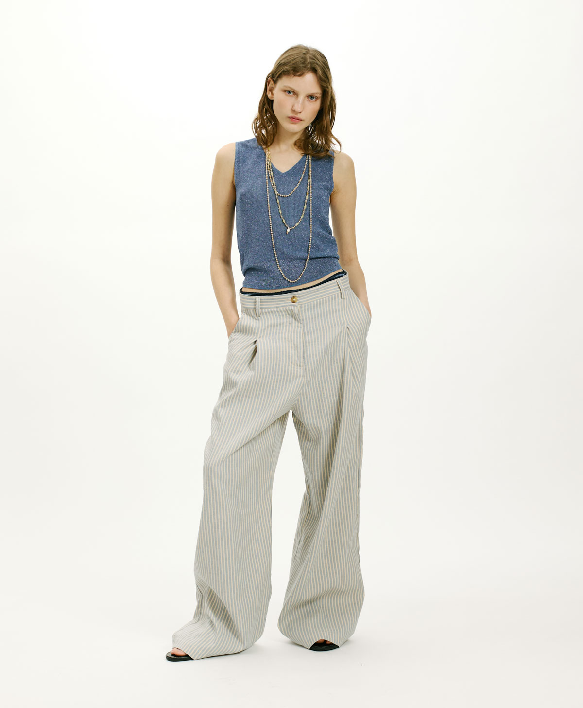 IXORA TOP IN VISCOSE AND LUREX - SKY BLUE - Clothing - Momonì