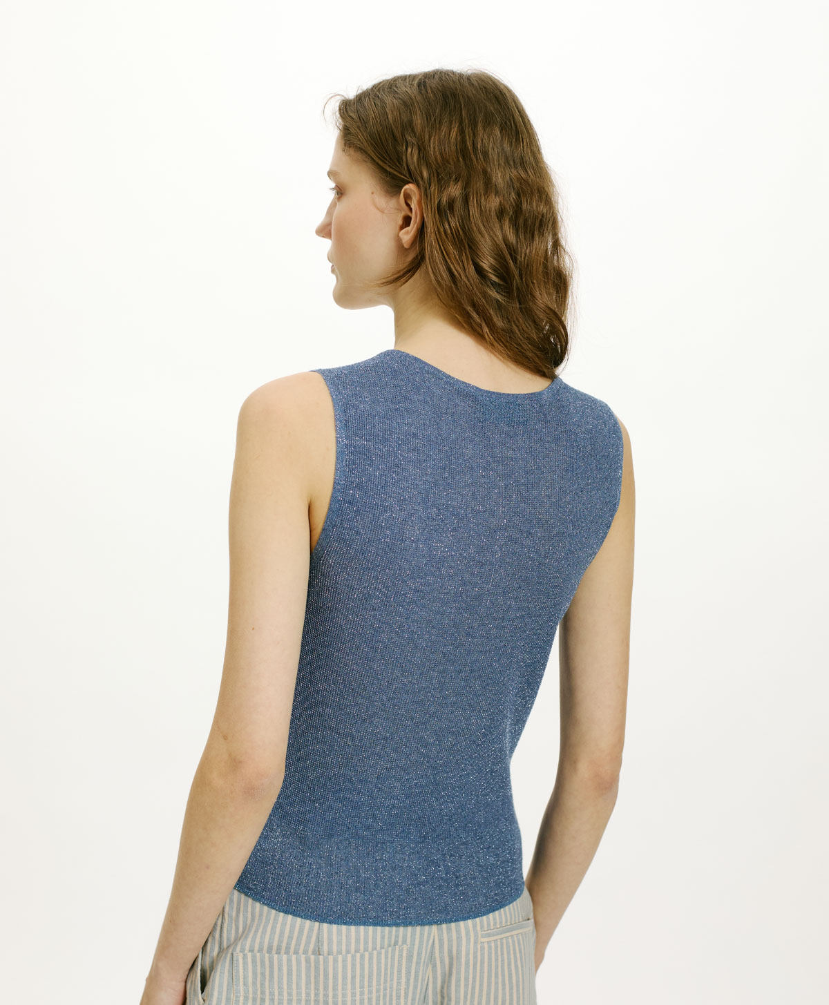 IXORA TOP IN VISCOSE AND LUREX - SKY BLUE - Momonì