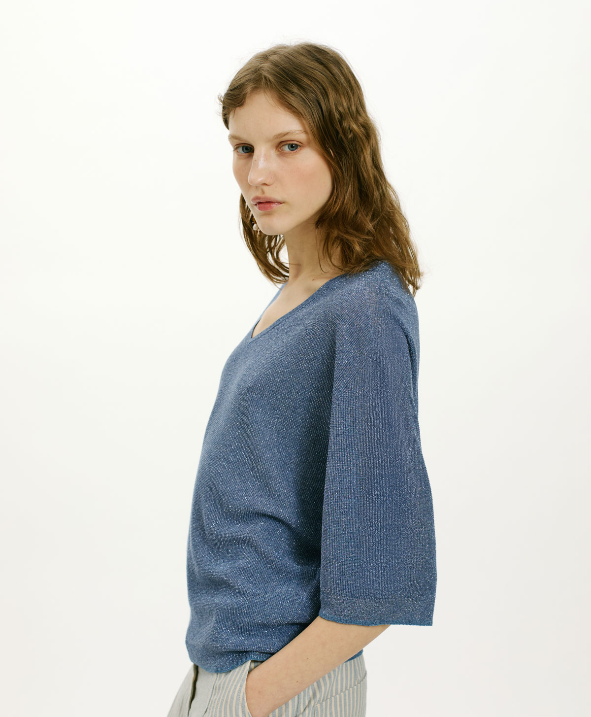 BLAS SWEATER IN VISCOSE AND LUREX - SKY BLUE - Momonì
