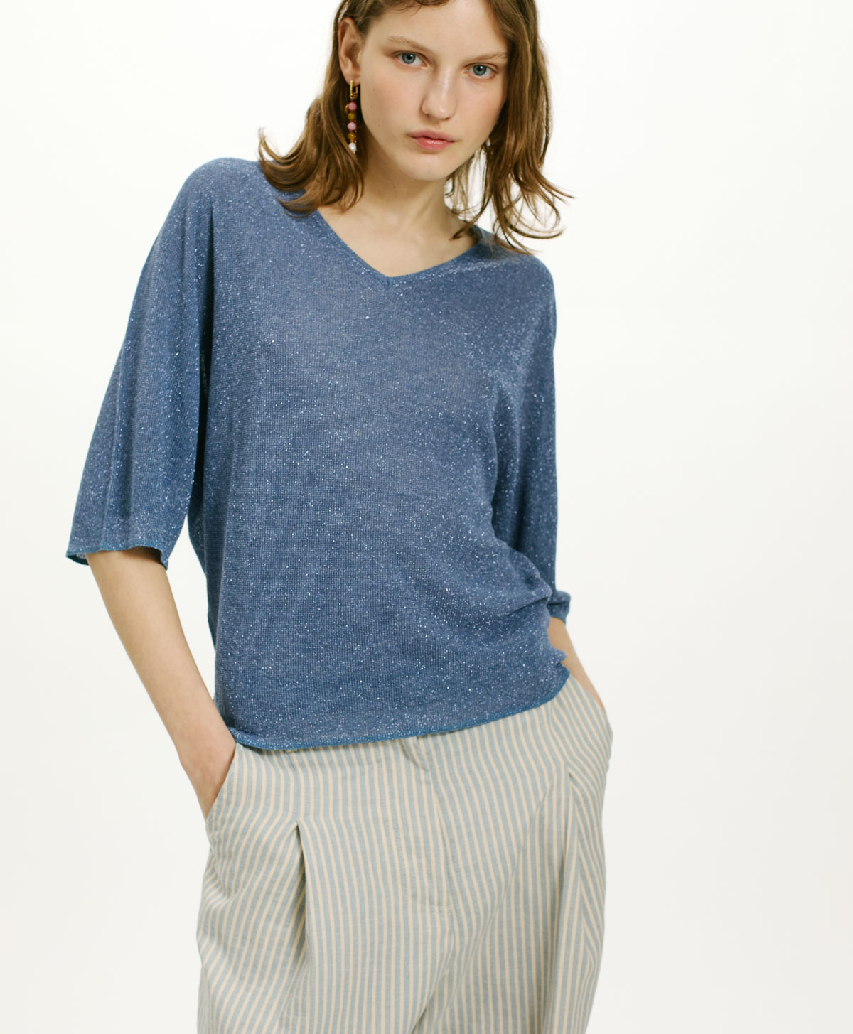 BLAS SWEATER IN VISCOSE AND LUREX - SKY BLUE - Momonì