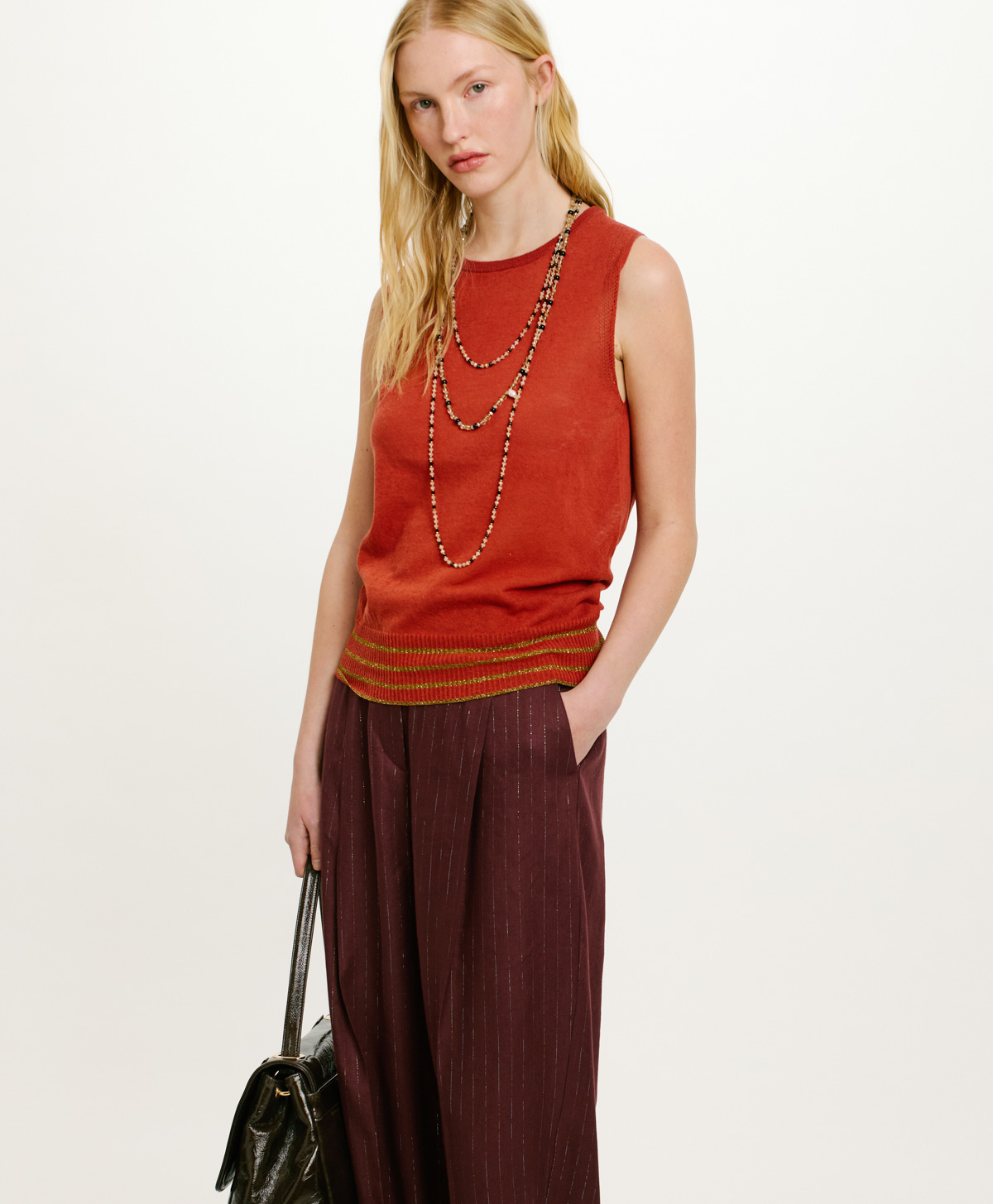TRICOT YOPAL EN COTON ET LIN - BRIQUE - Clothing - Momonì