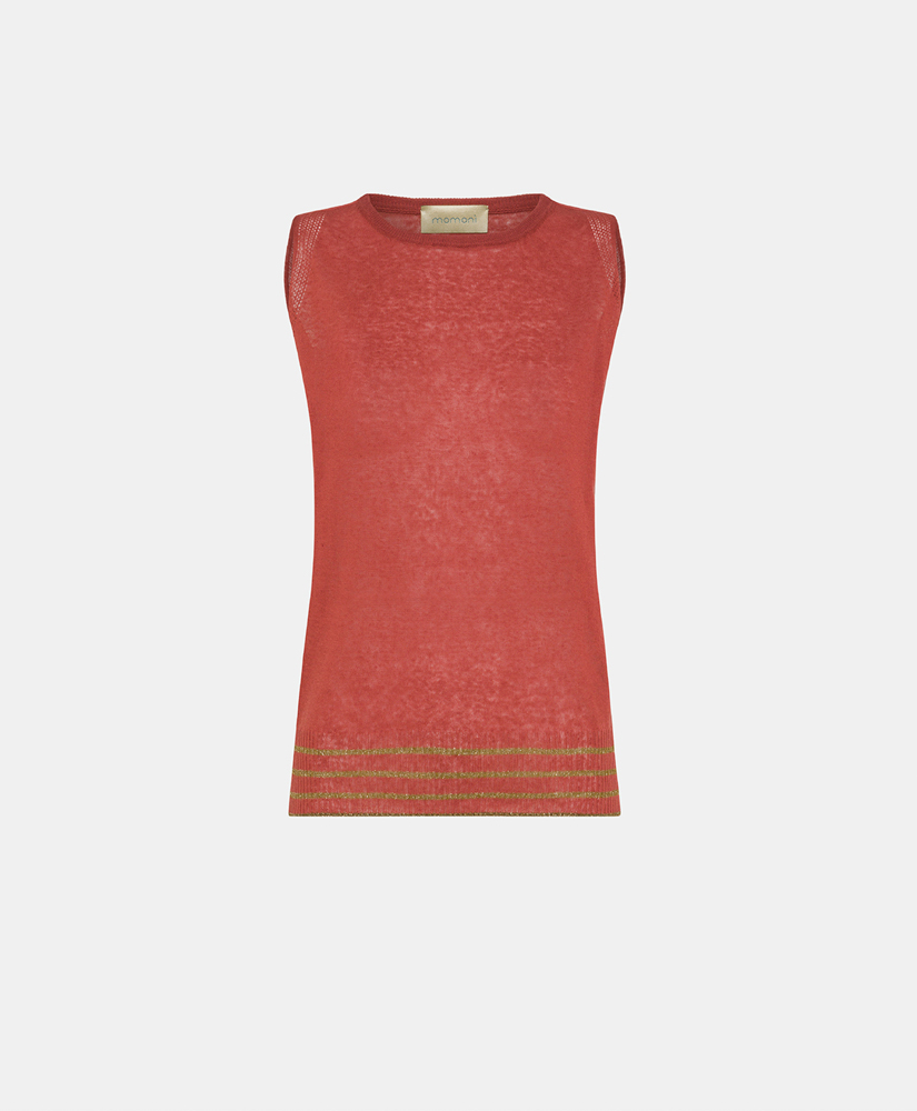 TRICOT YOPAL EN COTON ET LIN - BRIQUE - Clothing - Momonì
