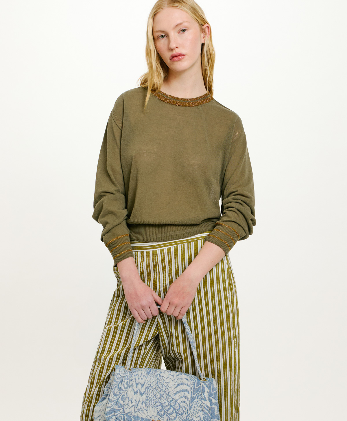 TRICOT ICHEVICHE EN COTON ET LIN - VERT - Clothing - Momonì