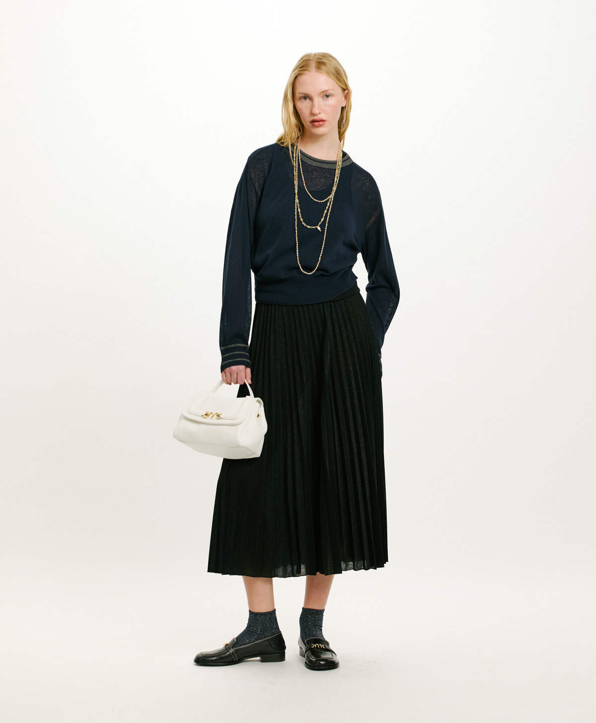 ICHEVICHE SWEATER IN COTTON AND LINEN - BLUE - Clothing - Momonì