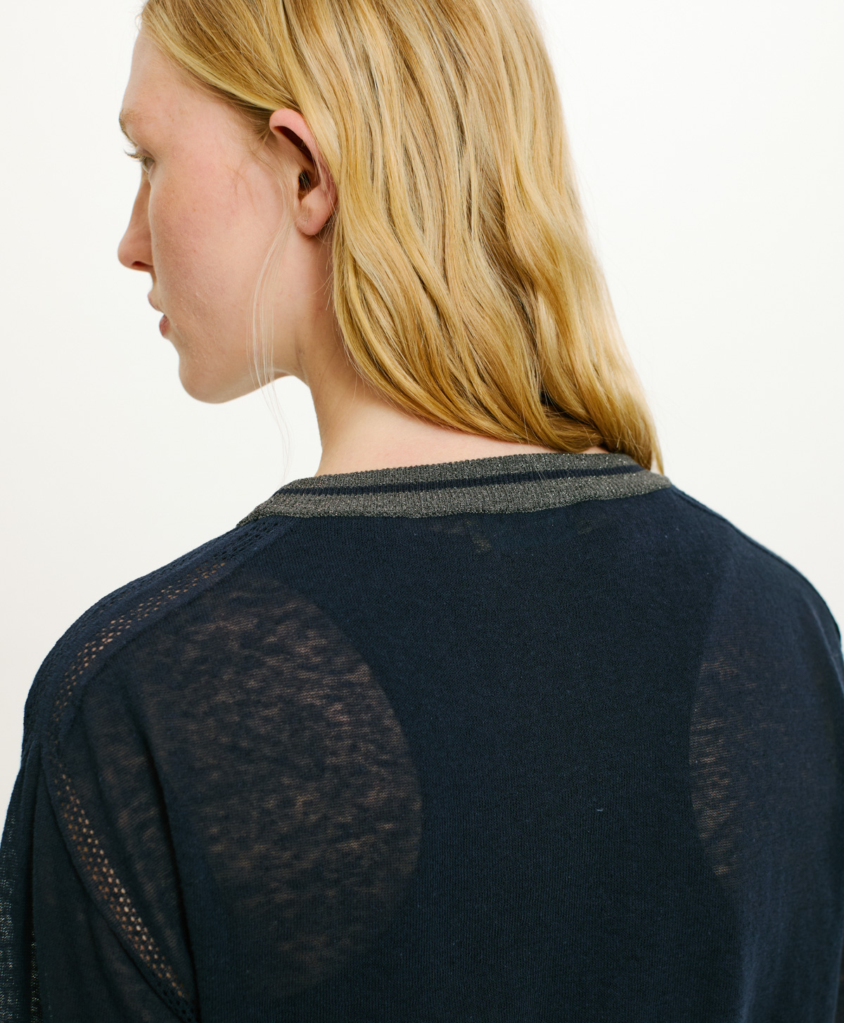 ICHEVICHE SWEATER IN COTTON AND LINEN - BLUE - Momonì