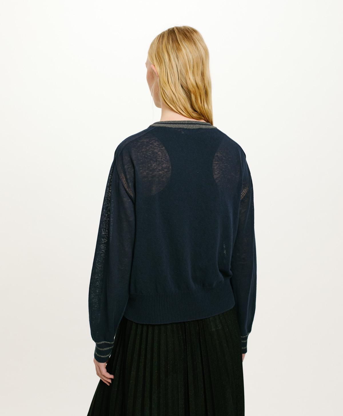 ICHEVICHE SWEATER IN COTTON AND LINEN - BLUE - Momonì
