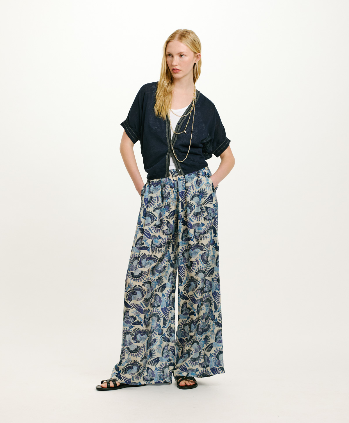 TRICOT PRIPRIOCA EN COTON ET LIN - BLEU - Clothing - Momonì