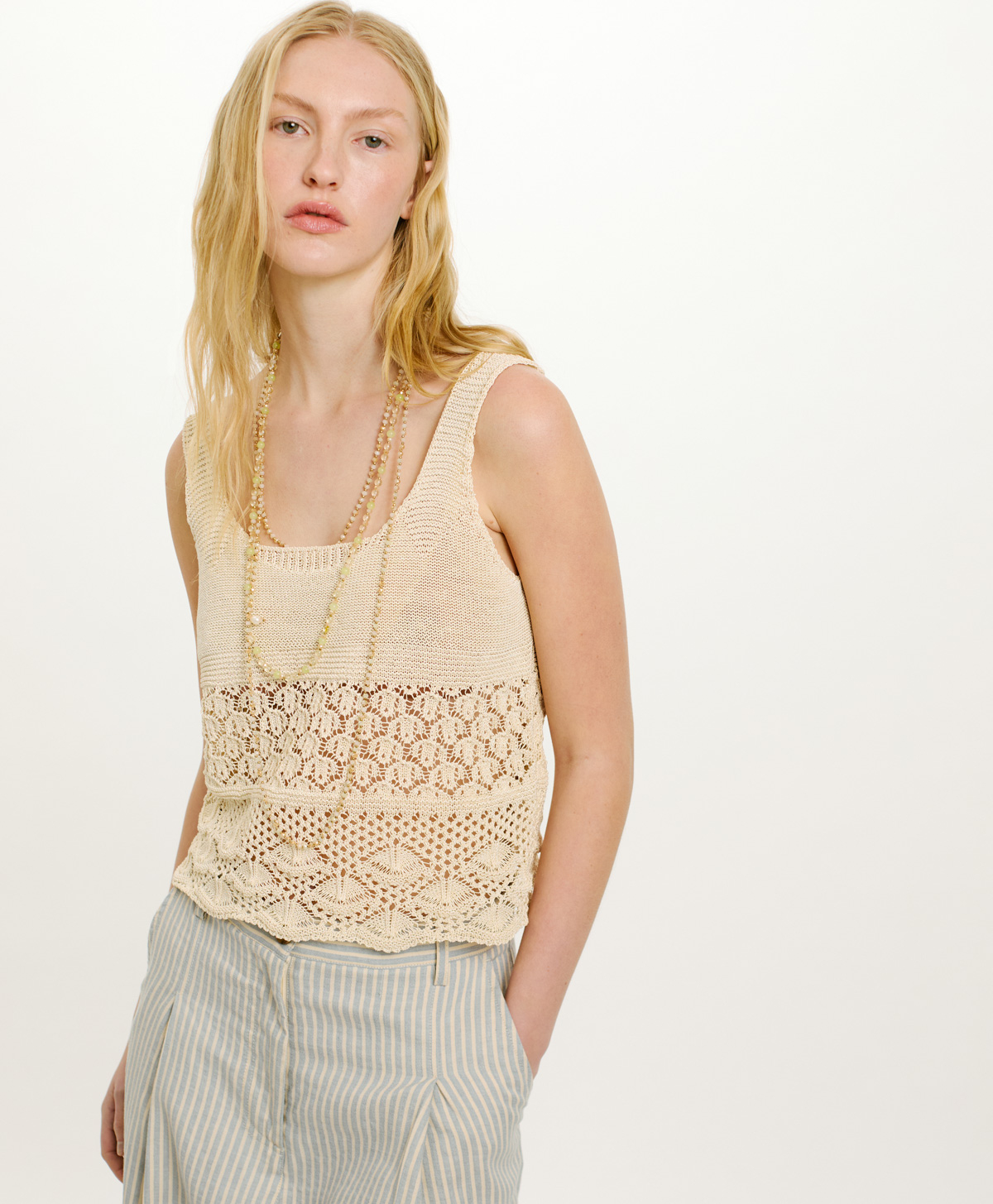 TRICOT JAIME AU CROCHET - CRÈME - Clothing - Momonì