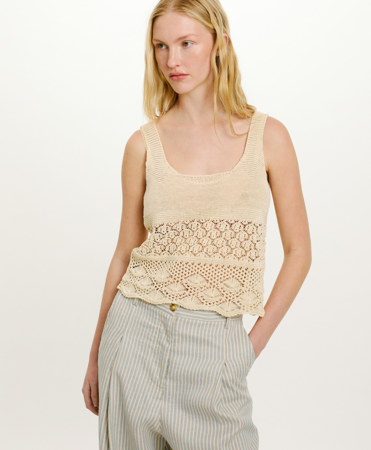 JERSEY JAIME DE CROCHET - CREMA - Momonì
