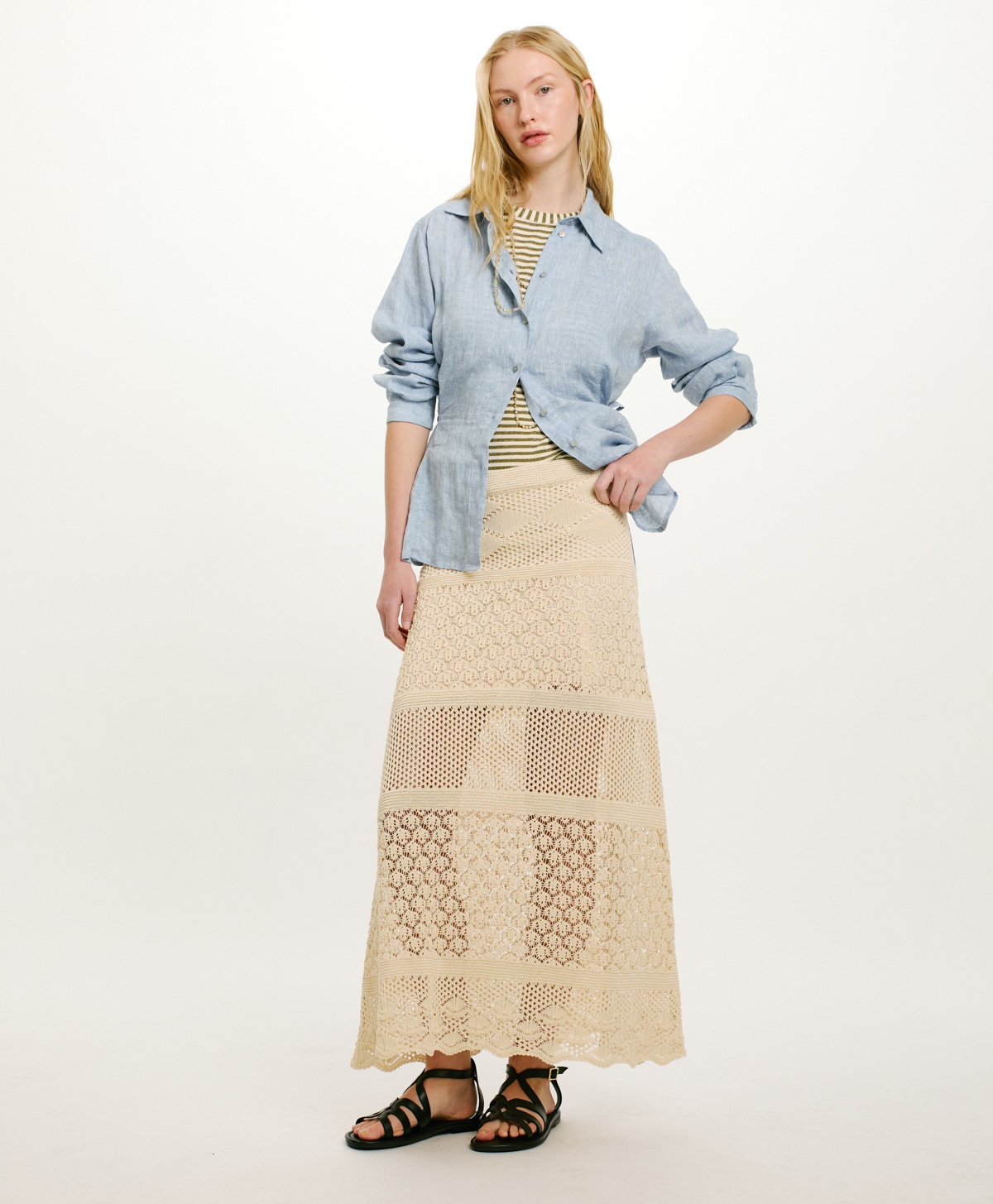 JUPE TAPIRE AU CROCHET - CRÈME - Clothing - Momonì