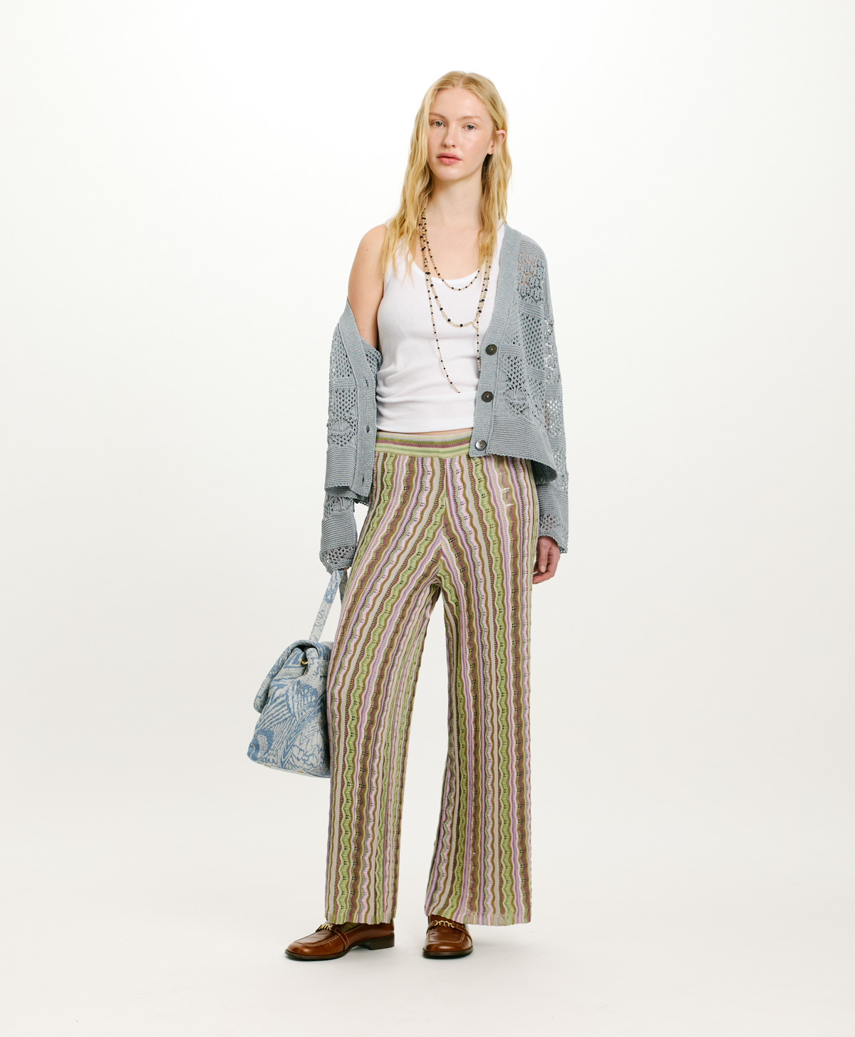 AREPAS MULTISTRIPED KNIT PANTS - MULTICOLOR LILAC - Clothing - Momonì