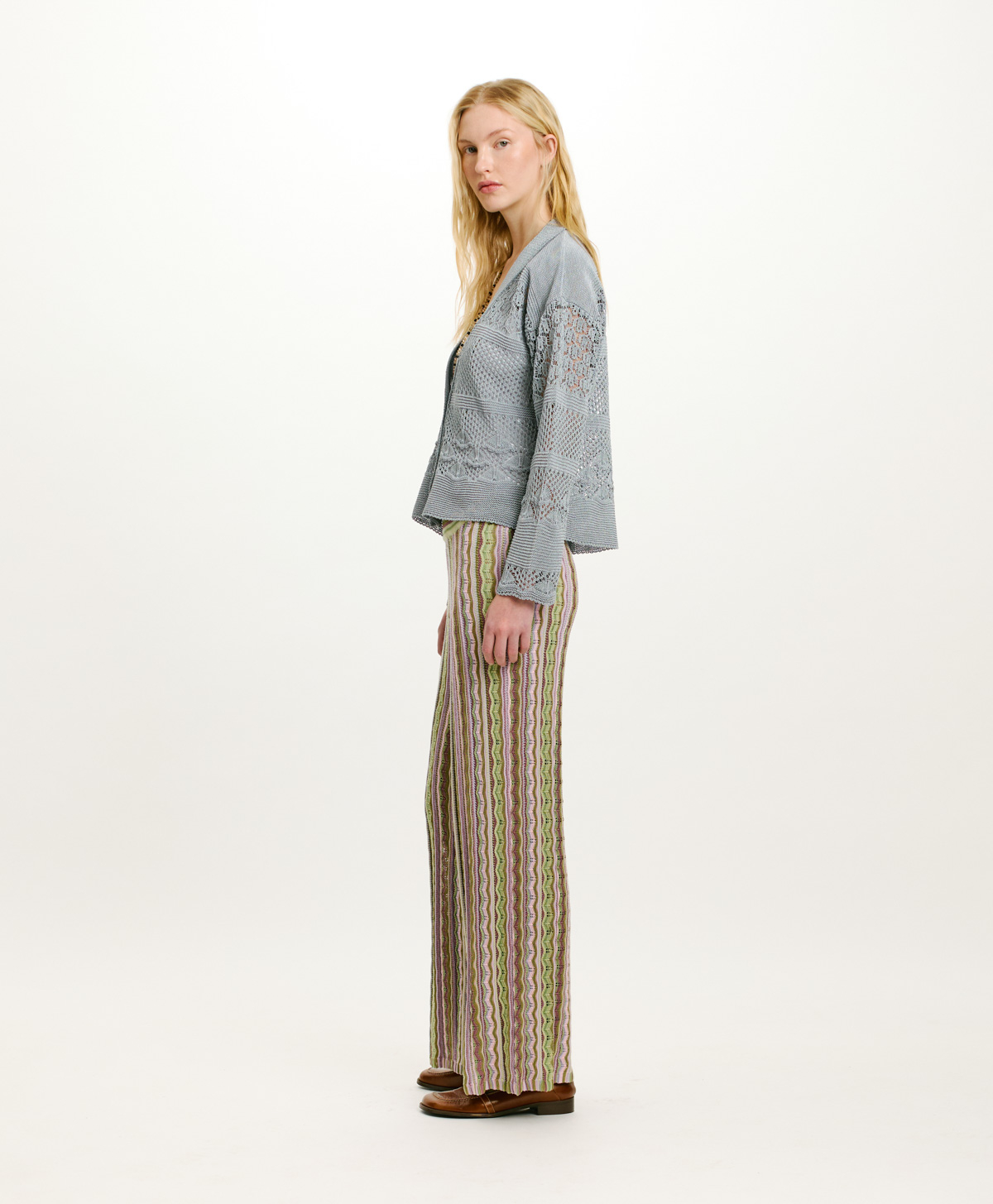 AREPAS MULTISTRIPED KNIT PANTS - MULTICOLOR LILAC - Momonì