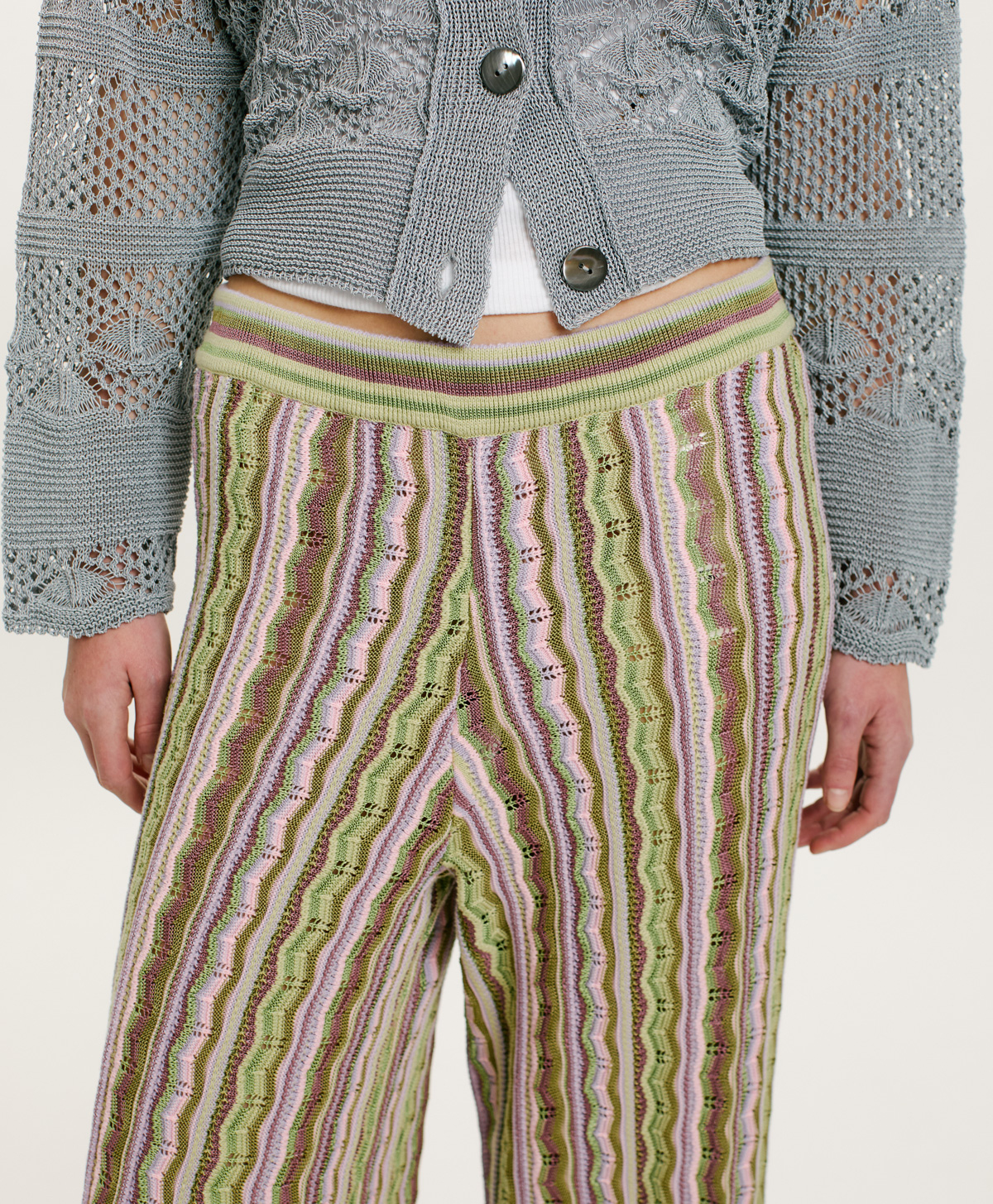 AREPAS MULTISTRIPED KNIT PANTS - MULTICOLOR LILAC - Momonì