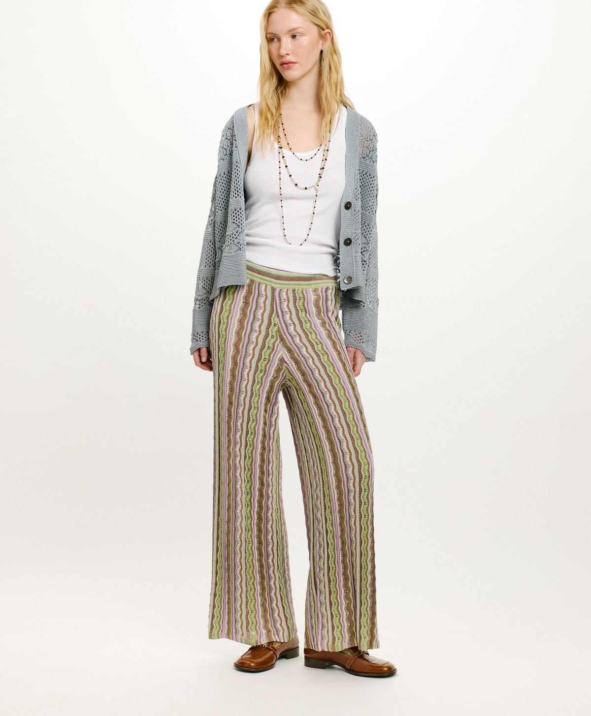 AREPAS MULTISTRIPED KNIT PANTS - MULTICOLOR LILAC - Momonì