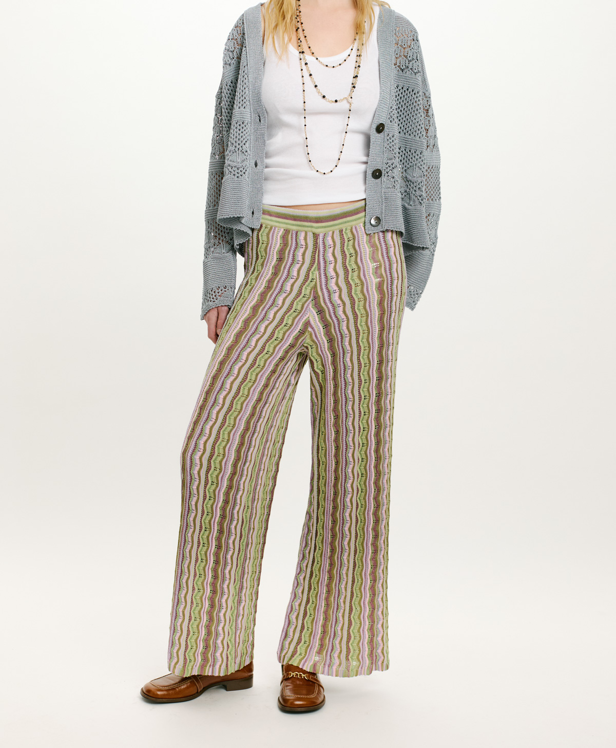 AREPAS MULTISTRIPED KNIT PANTS - MULTICOLOR LILAC - Momonì