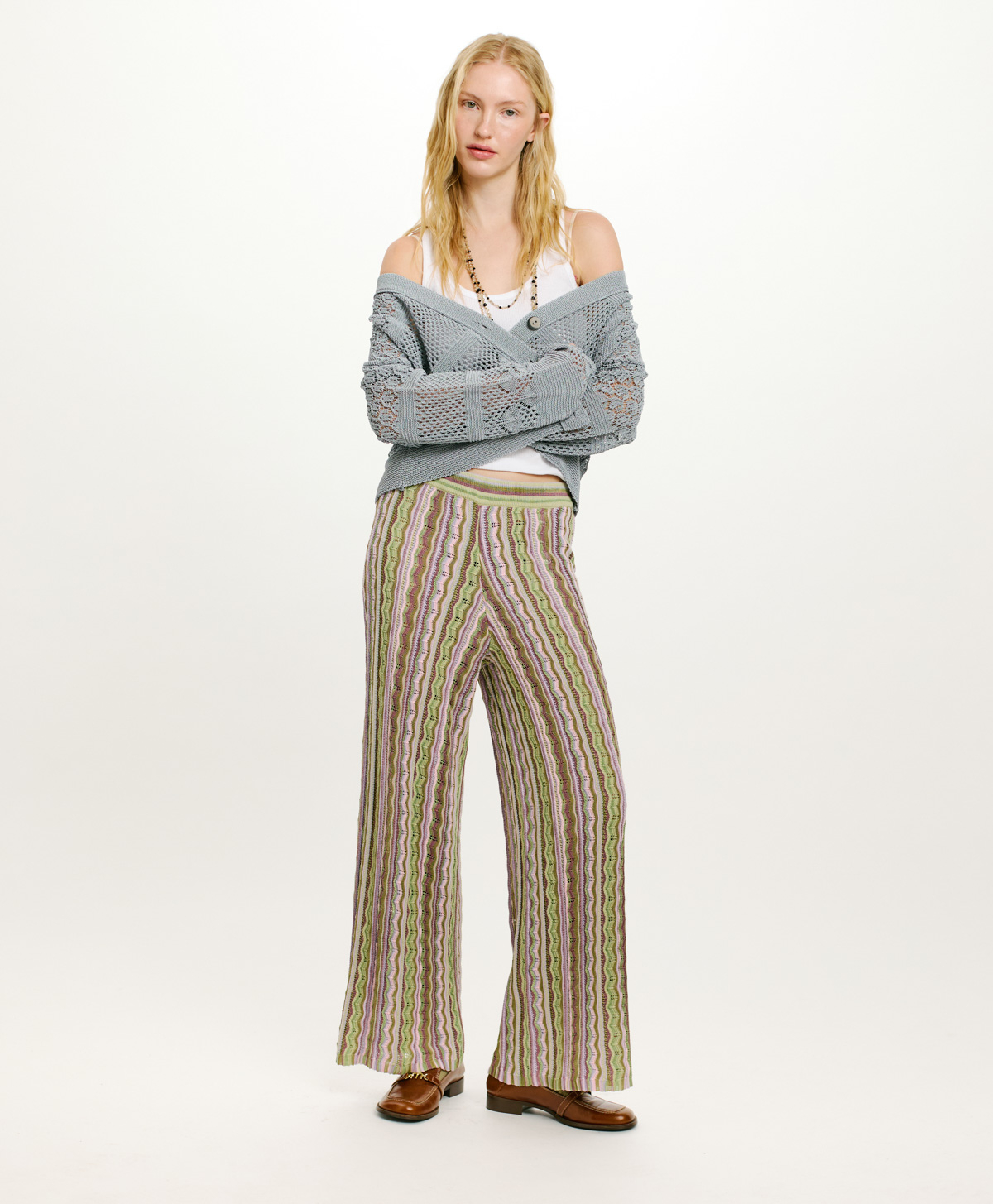 AREPAS MULTISTRIPED KNIT PANTS - MULTICOLOR LILAC - Momonì