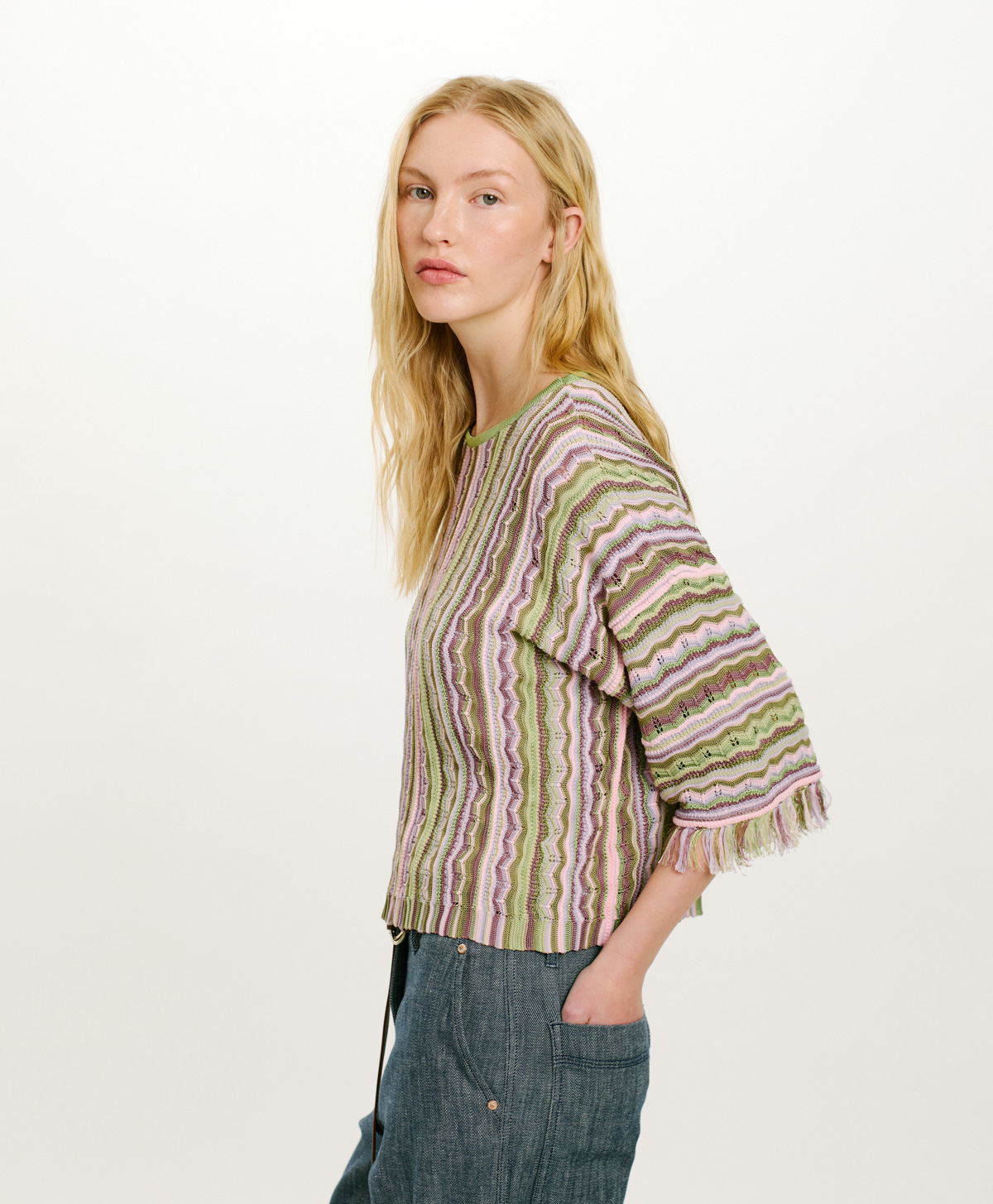TRICOT ITU MULTIRAYURES - MULTICOLORE LILAS - Clothing - Momonì