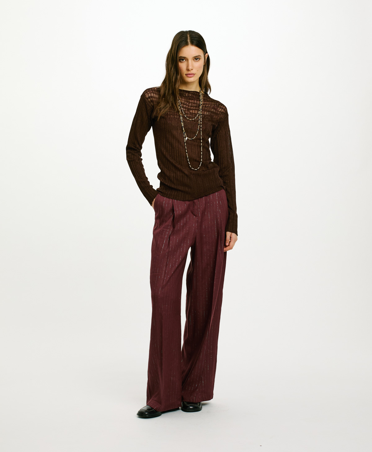 VIGO SWEATER IN DEGRADE RIB KNIT - BROWN - Clothing - Momonì