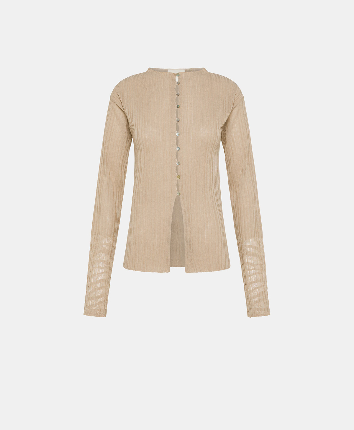 CARDIGAN GIRONA EN TRICOT À CÔTES DÉGRADÉ - NATUREL - Clothing - Momonì
