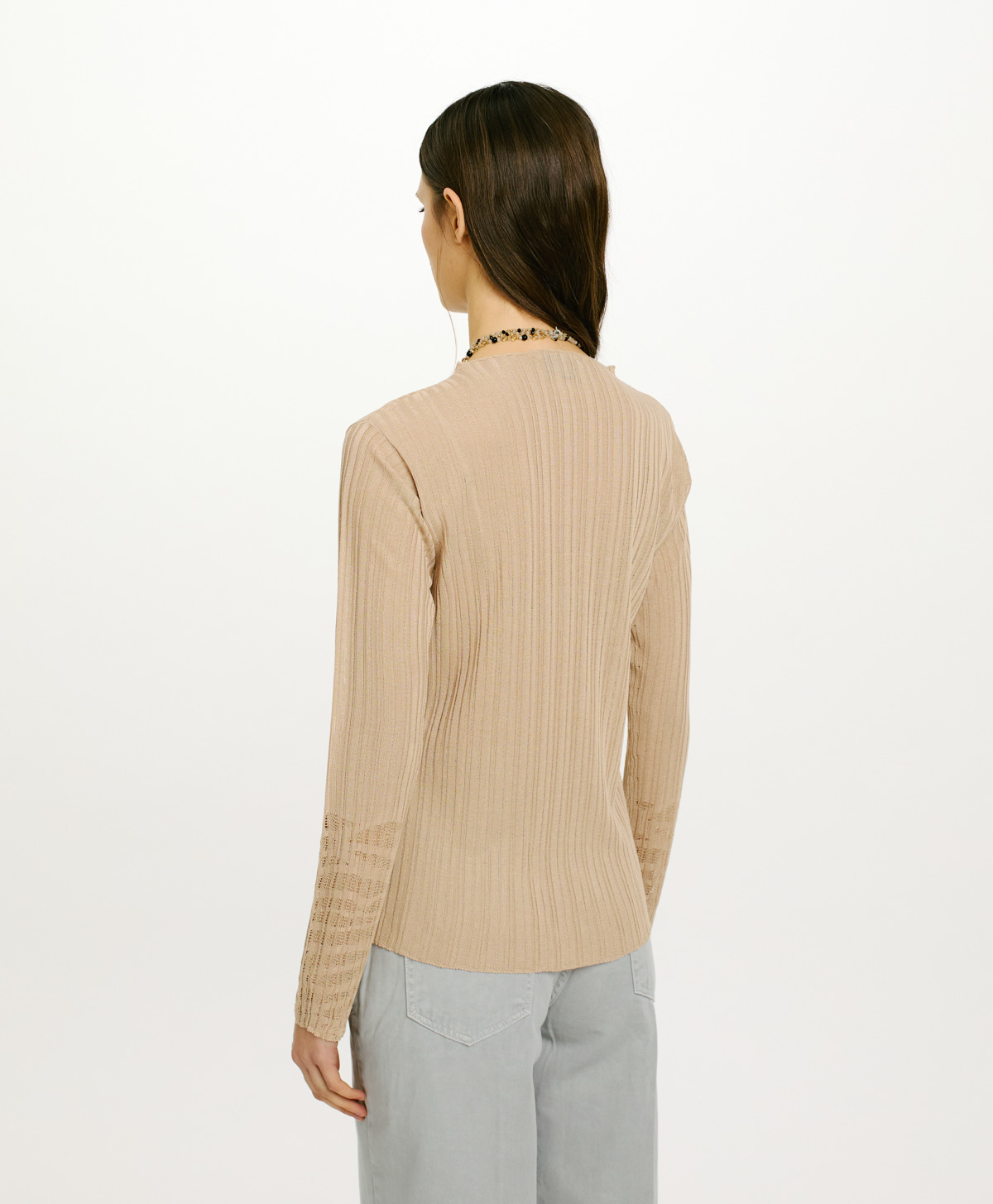 CARDIGAN GIRONA A COSTINE - NATURALE - Momonì