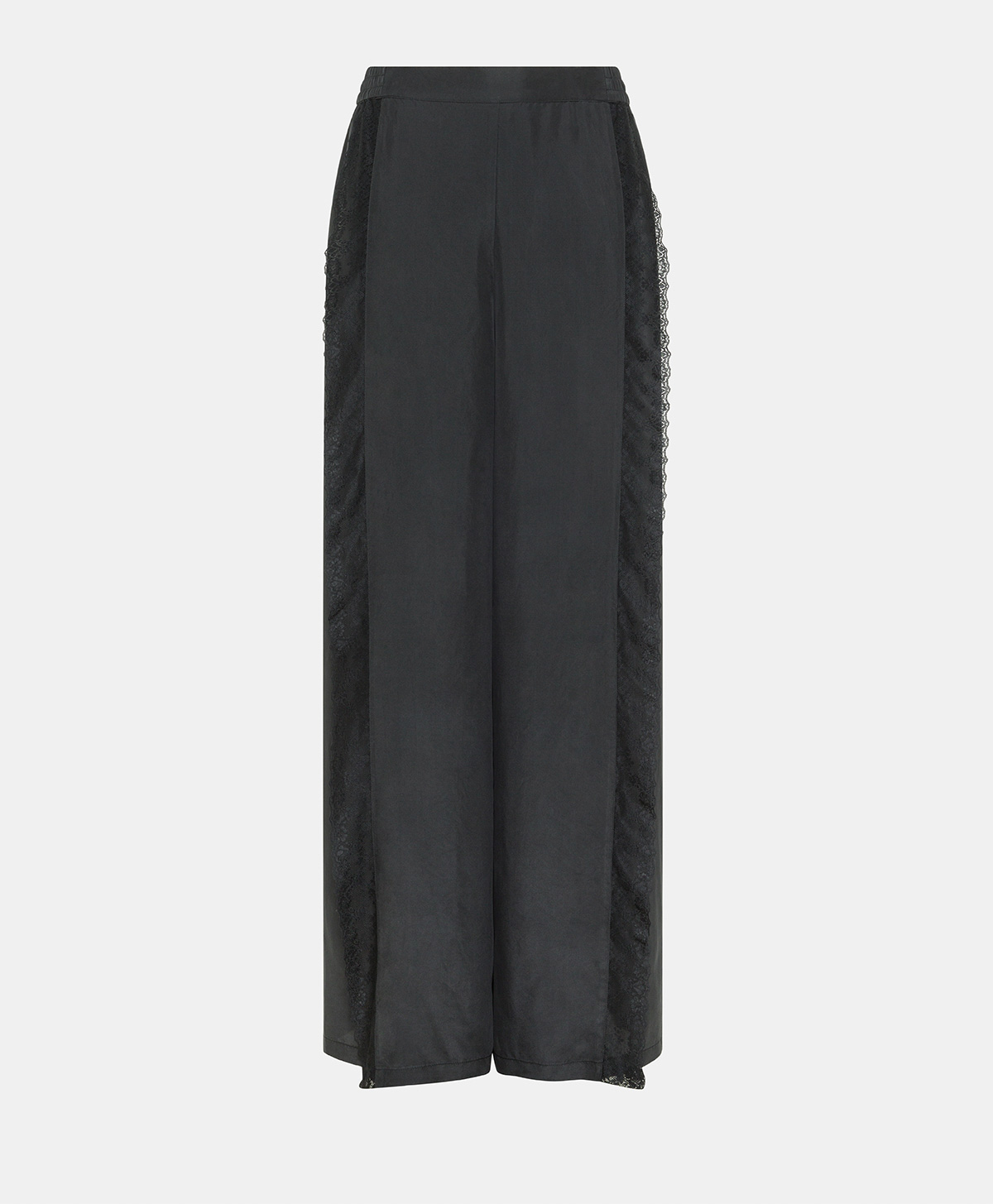 MARCOS PANTS IN HABUTAI WITH VALENCIENNES - BLACK - Clothing - Momonì
