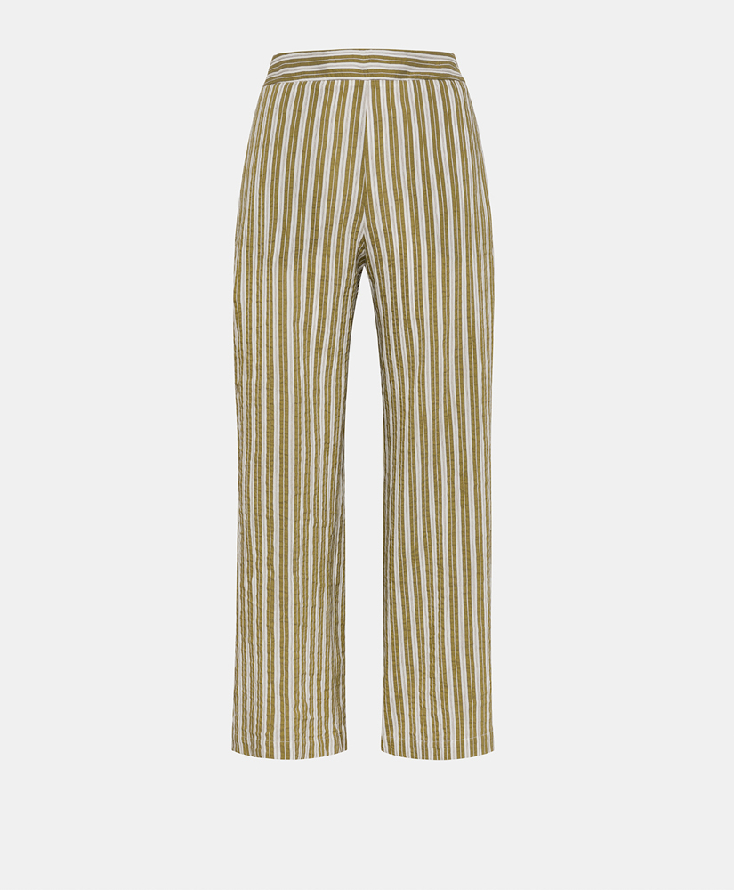 JUAN PANTS IN STRIPED COTTON AND SILK - CREAM/GREEN - Clothing - Momonì