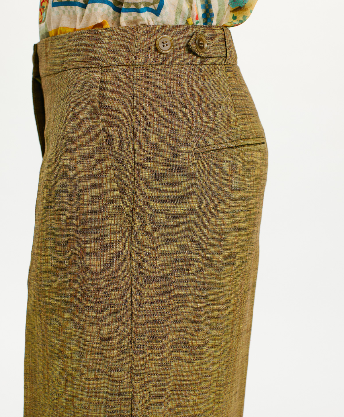 PANTALONI THIAGO IN VISCOSA E LINO - OLIO - Momonì