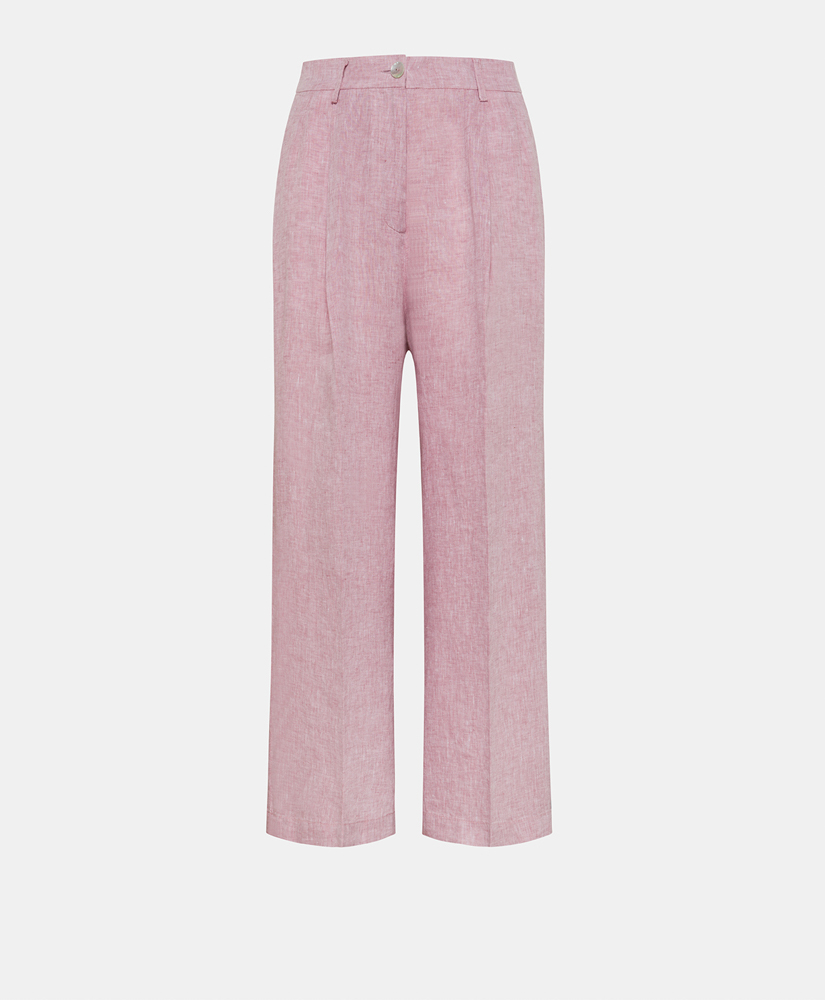 TAPIR PANTS IN YARN DYED LINEN - PINK - Clothing - Momonì