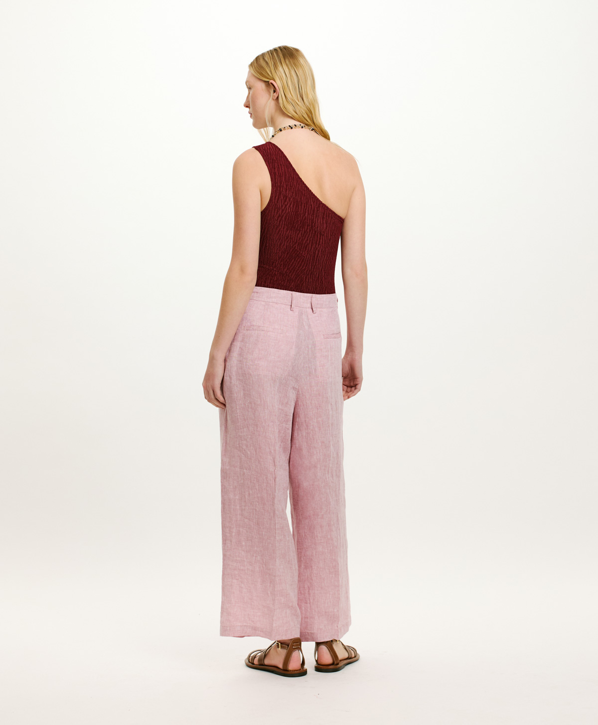 TAPIR PANTS IN YARN DYED LINEN - PINK - Momonì