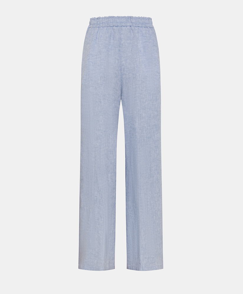 LUCAS PANTS IN YARN DYED LINEN - LIGHT BLUE - Clothing - Momonì