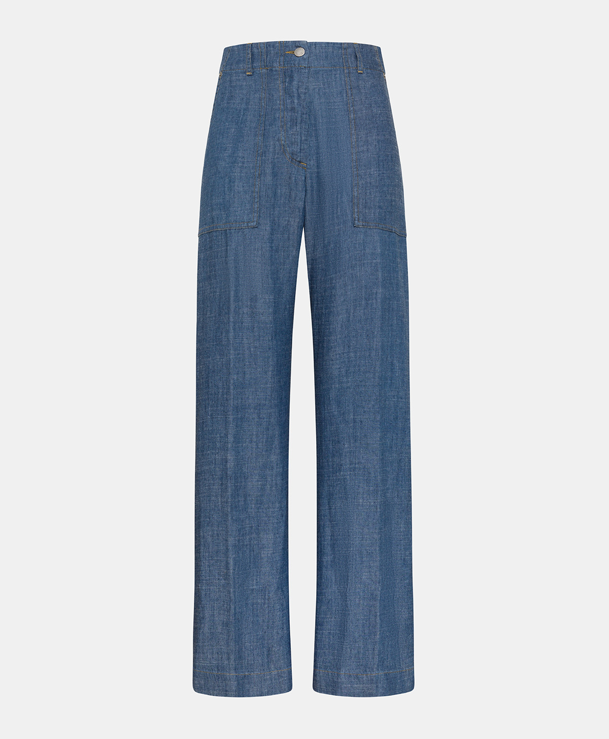 HIBISCUS PANTS IN STONEWASHED CHAMBRAY - BLUE JEANS - Clothing - Momonì