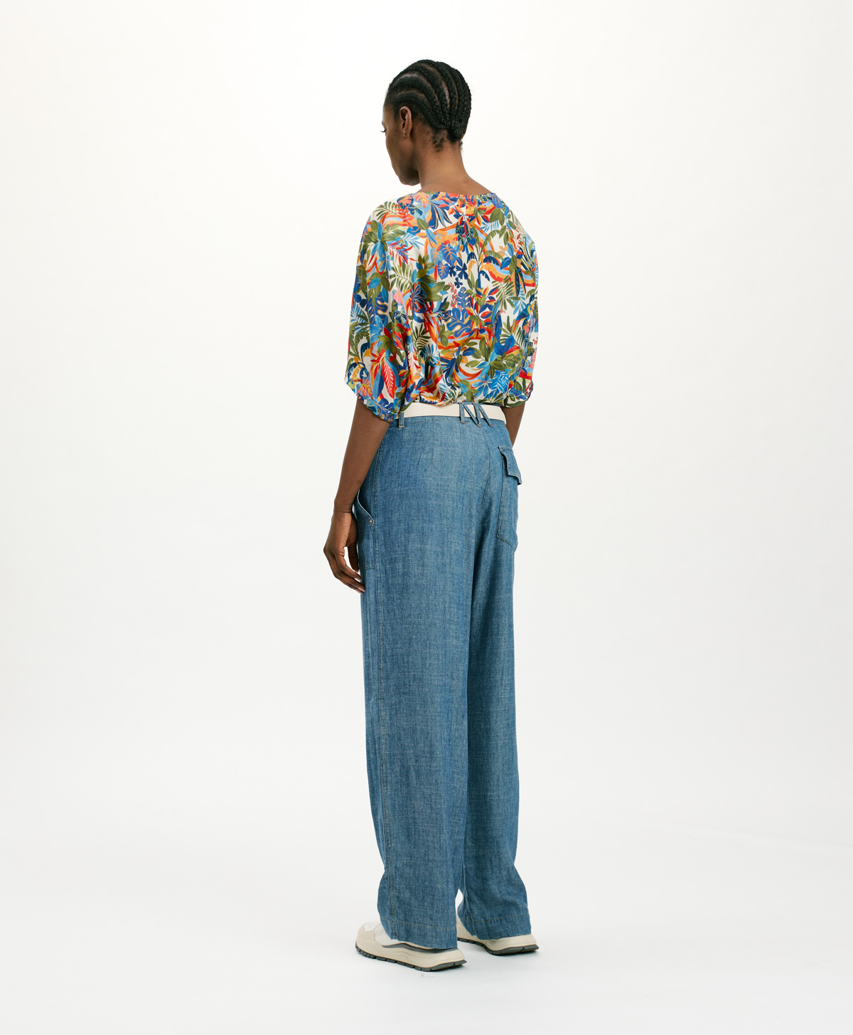 HIBISCUS PANTS IN STONEWASHED CHAMBRAY - BLUE JEANS - Momonì
