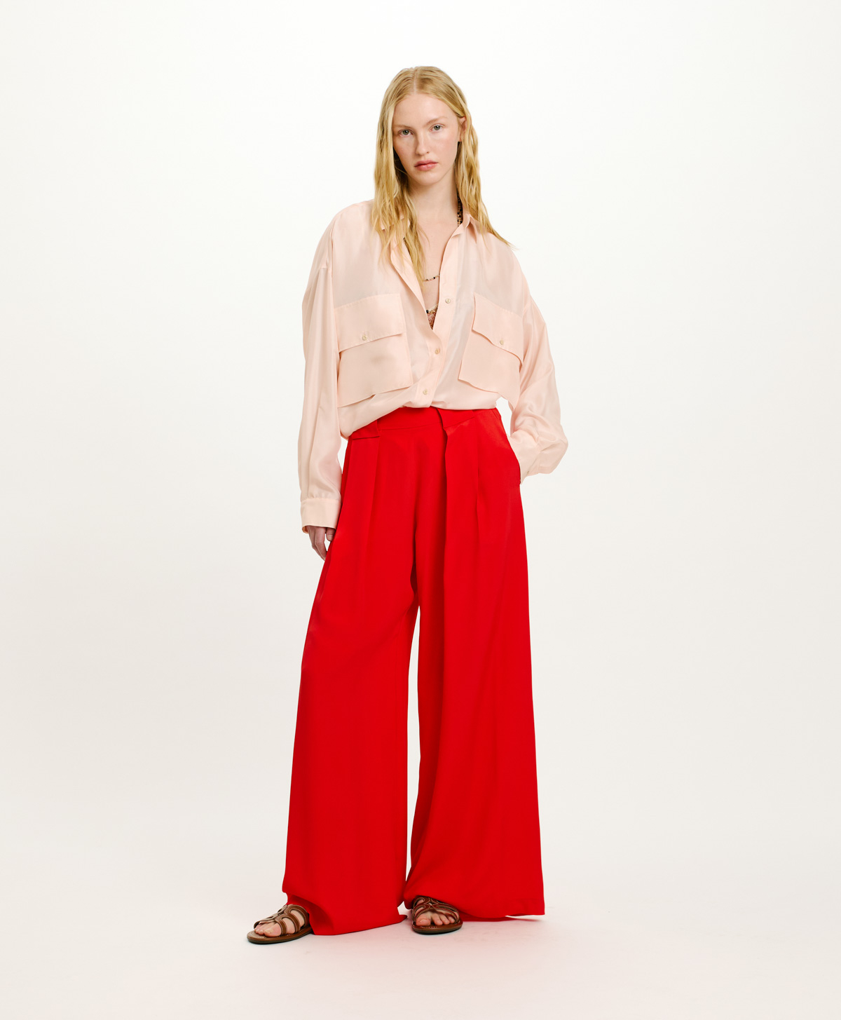 PANTALONI ASPEN IN ACETATO SETA UNITO - ROSSO - Clothing - Momonì