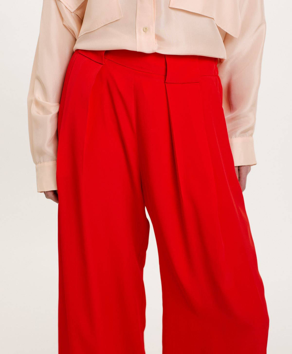 PANTALONI ASPEN IN ACETATO SETA UNITO - ROSSO - Momonì