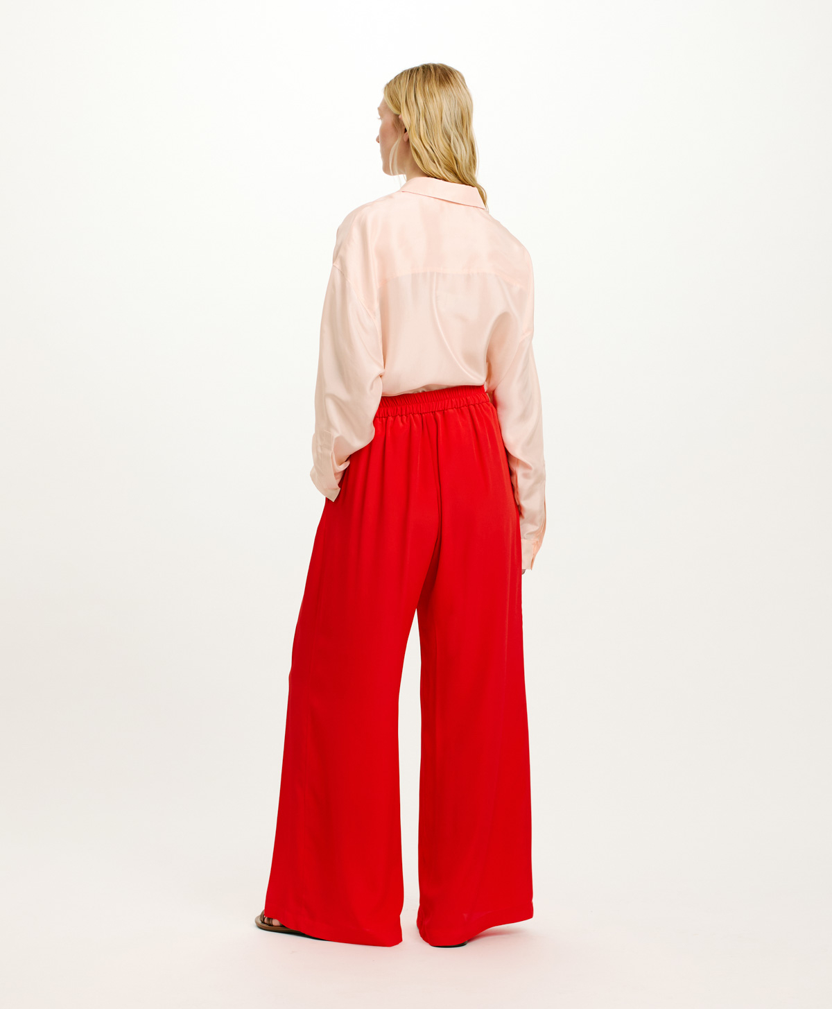 PANTALONI ASPEN IN ACETATO SETA UNITO - ROSSO - Momonì