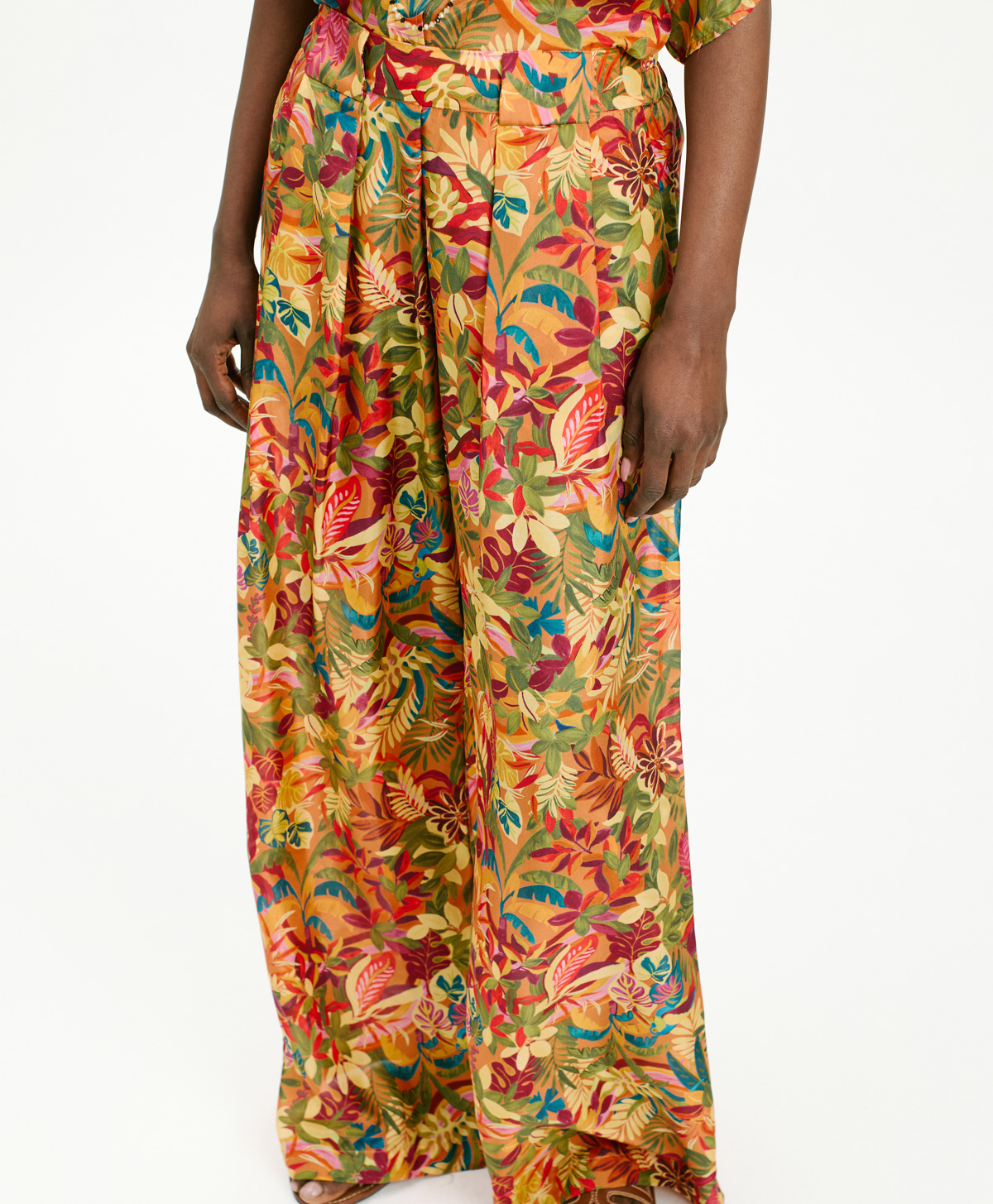 PANTALONI ASPEN IN HABUTAI STAMPATO - MULTICOLOR ARANCIO - Momonì