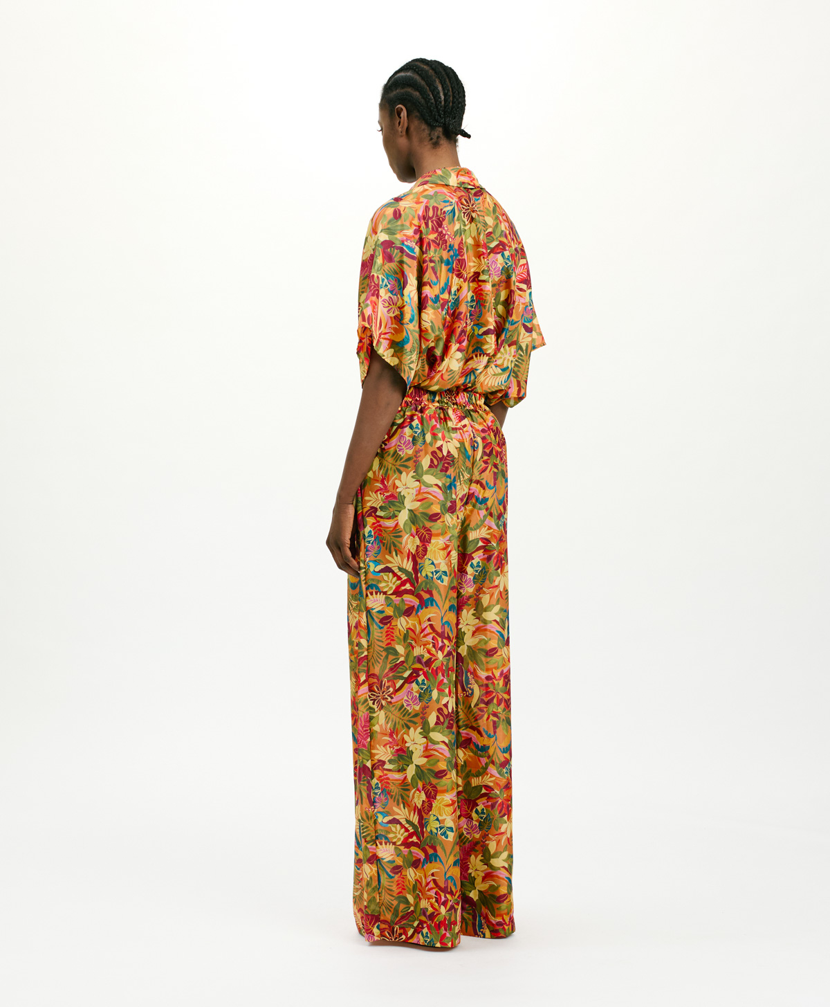 PANTALONI ASPEN IN HABUTAI STAMPATO - MULTICOLOR ARANCIO - Momonì