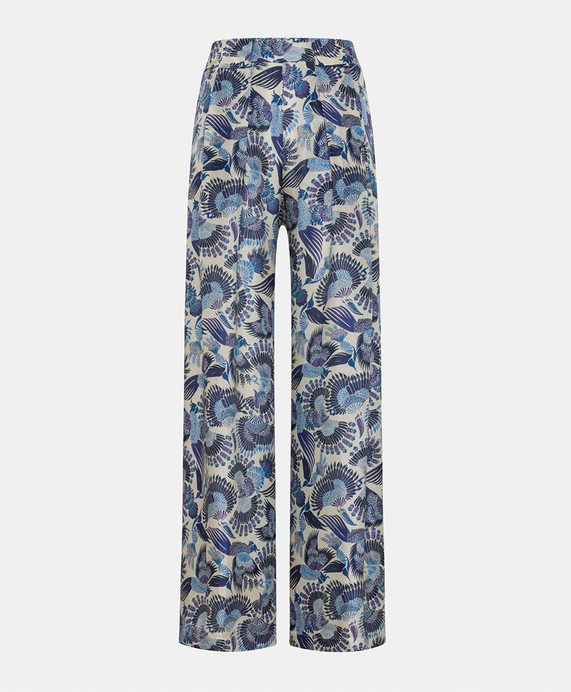 ASPEN PANTS IN PRINTED HABUTAI SILK - MULTICOLOR SKY BLUE - Clothing - Momonì