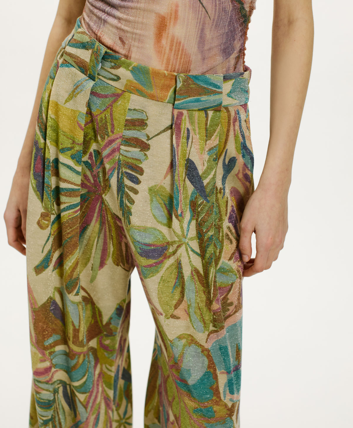 PANTALONES ASPEN DE PUNTO LÚREX ESTAMPADO - MULTICOLOR AQUA MARINA - Momonì