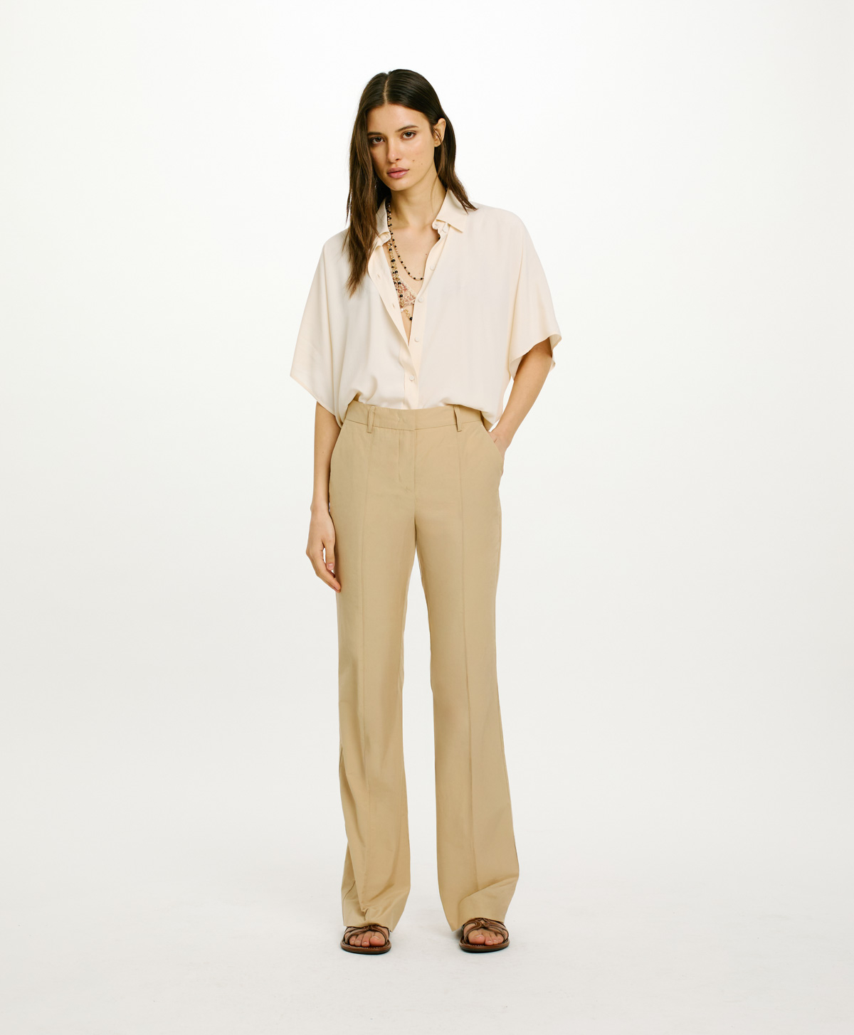 PANTALONI AMSTERDAM IN COTONE - CAMMELLO - Clothing - Momonì