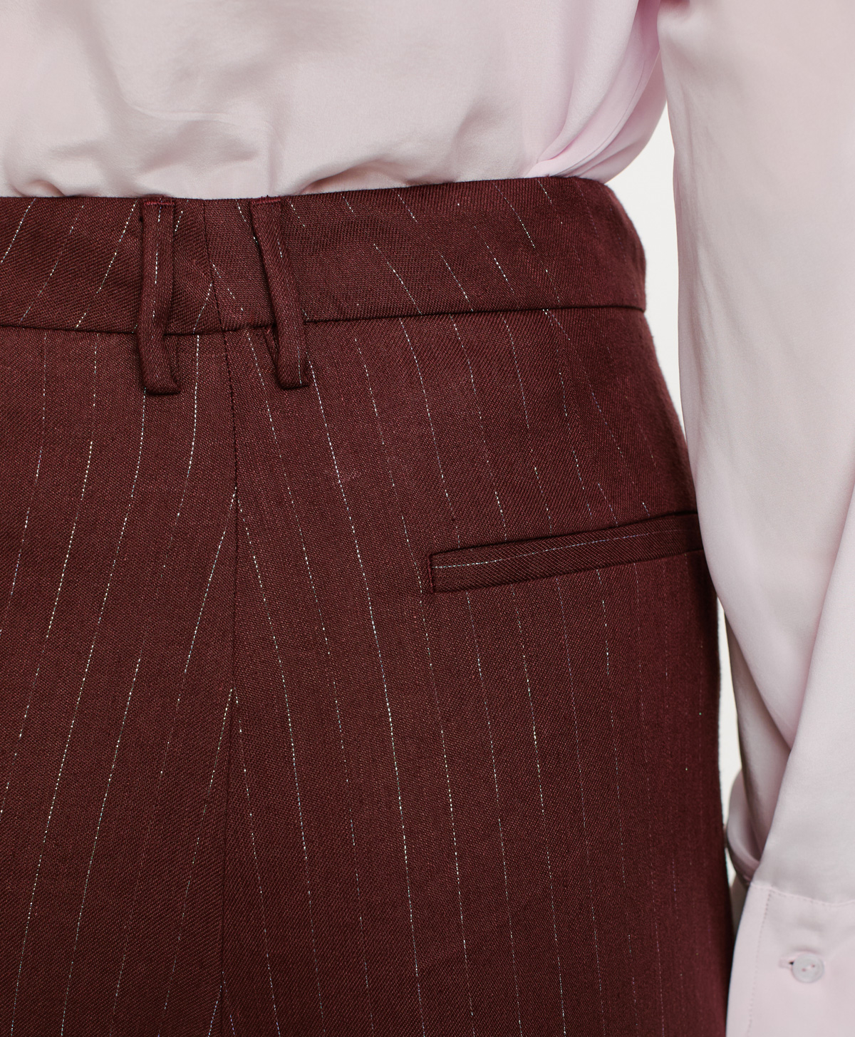 ZURIGO PANTS IN PINSTRIPE LUREX LINEN - PLUM - Momonì
