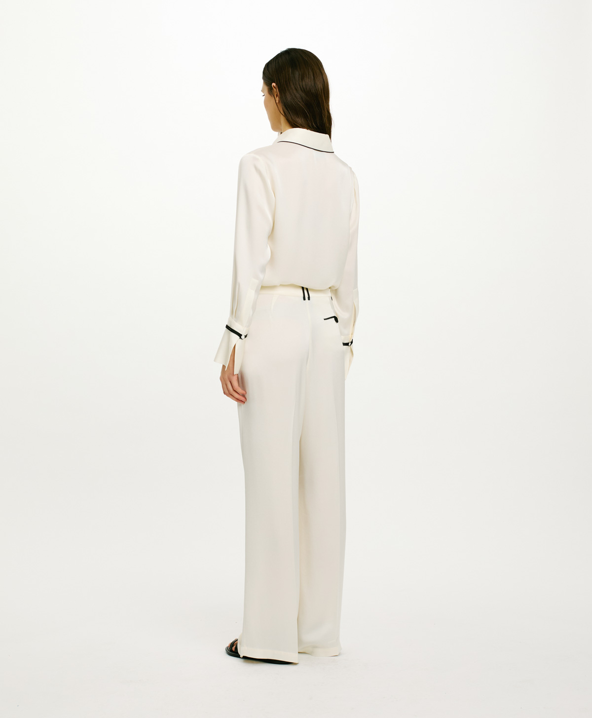 EDIMBURGO PANTS IN DOUBLE SATIN - WHITE SAND - Momonì