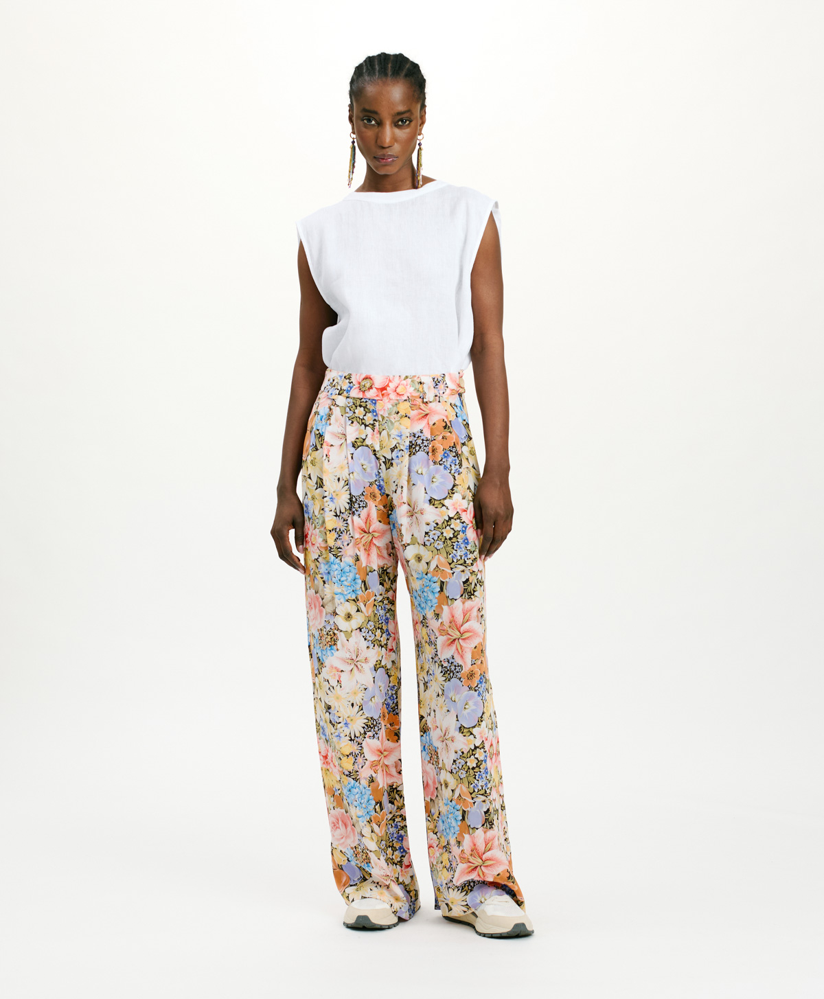 LANZAROTE PANTS IN PRINTED CREPE DE CHINE - MULTICOLOR PASTEL - Clothing - Momonì