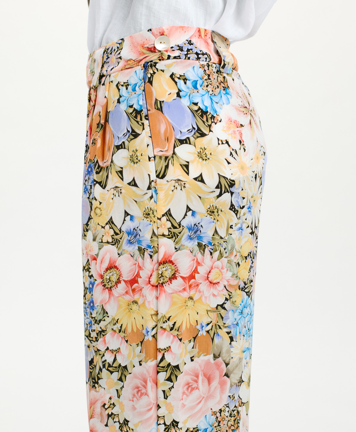 LANZAROTE PANTS IN PRINTED CREPE DE CHINE - MULTICOLOR PASTEL - Momonì