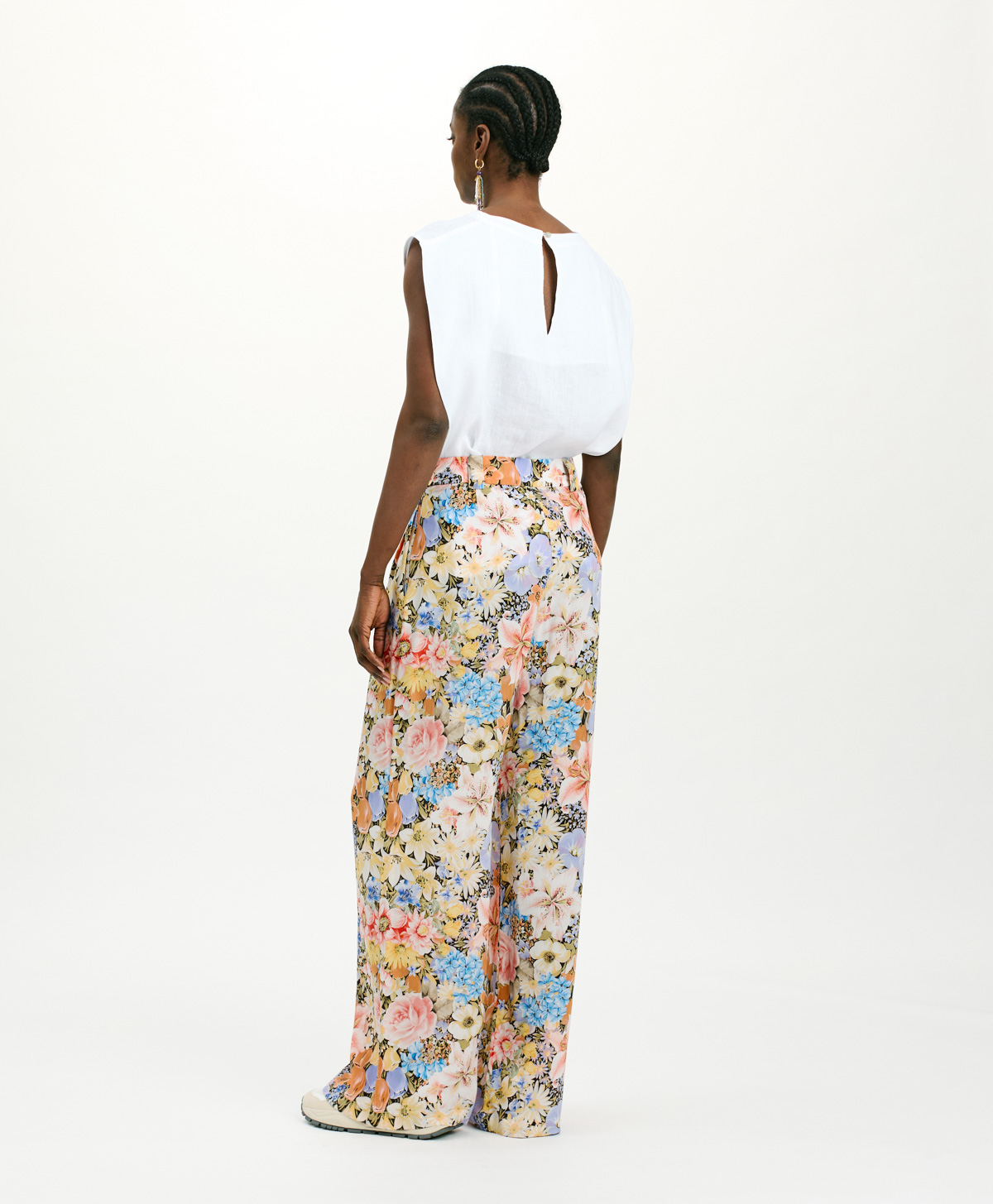 LANZAROTE PANTS IN PRINTED CREPE DE CHINE - MULTICOLOR PASTEL - Momonì