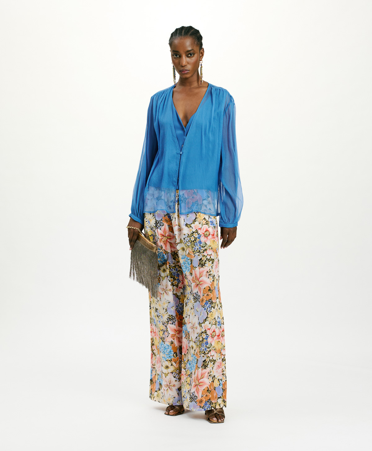 CAMICIA ZAMBA IN CHIFFON CREPON DI SETA - COBALTO - Clothing - Momonì