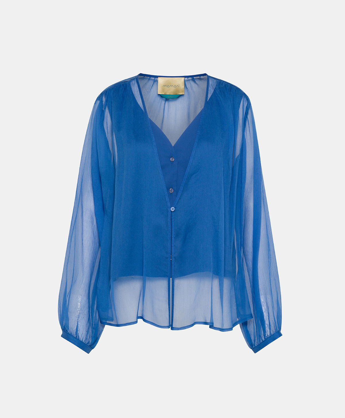 CAMICIA ZAMBA IN CHIFFON CREPON DI SETA - COBALTO - Clothing - Momonì