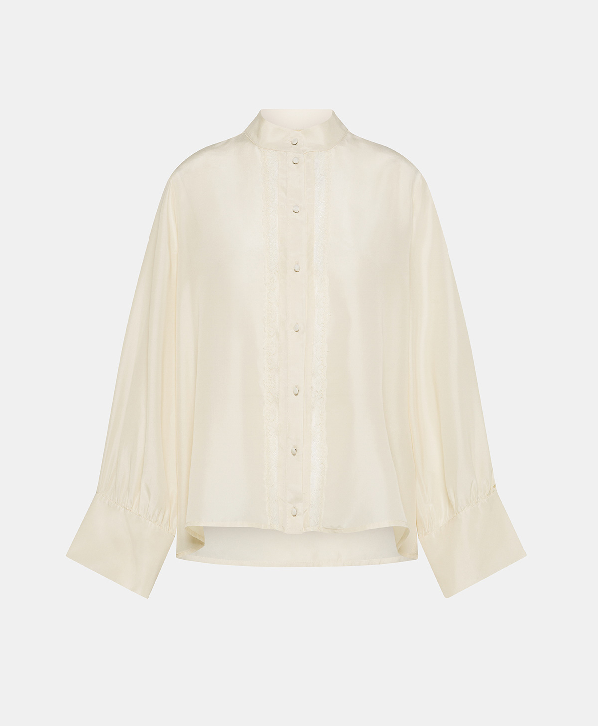 CHEMISIER FRANKLIN EN HABOTAI AVEC VALENCIENNES - CRÈME - Clothing - Momonì